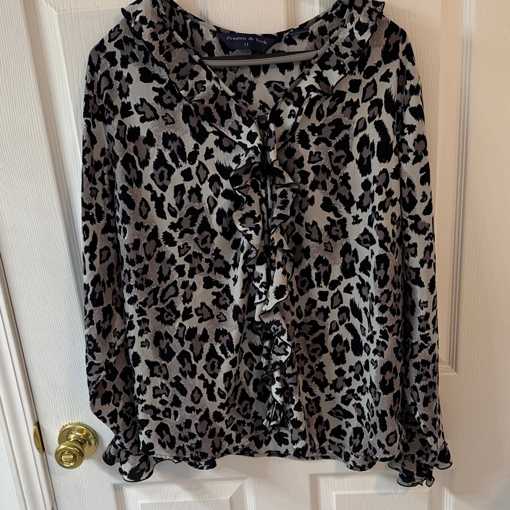 Preston and York Leopard Print Ruffle Blouse size 20w
